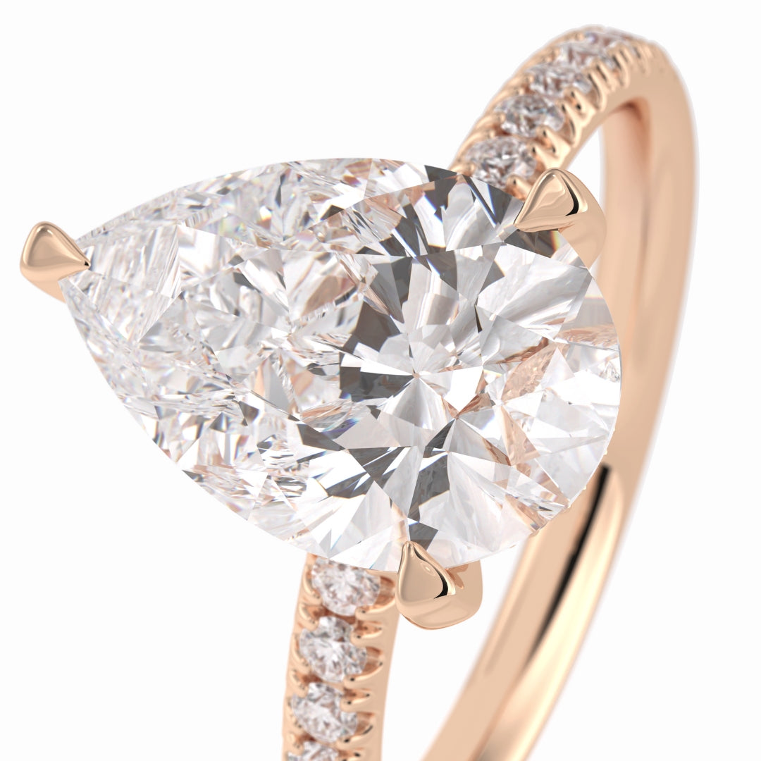 Lab Grown 3.36 CT Pear Cut Diamond Celtic Engagement Ring