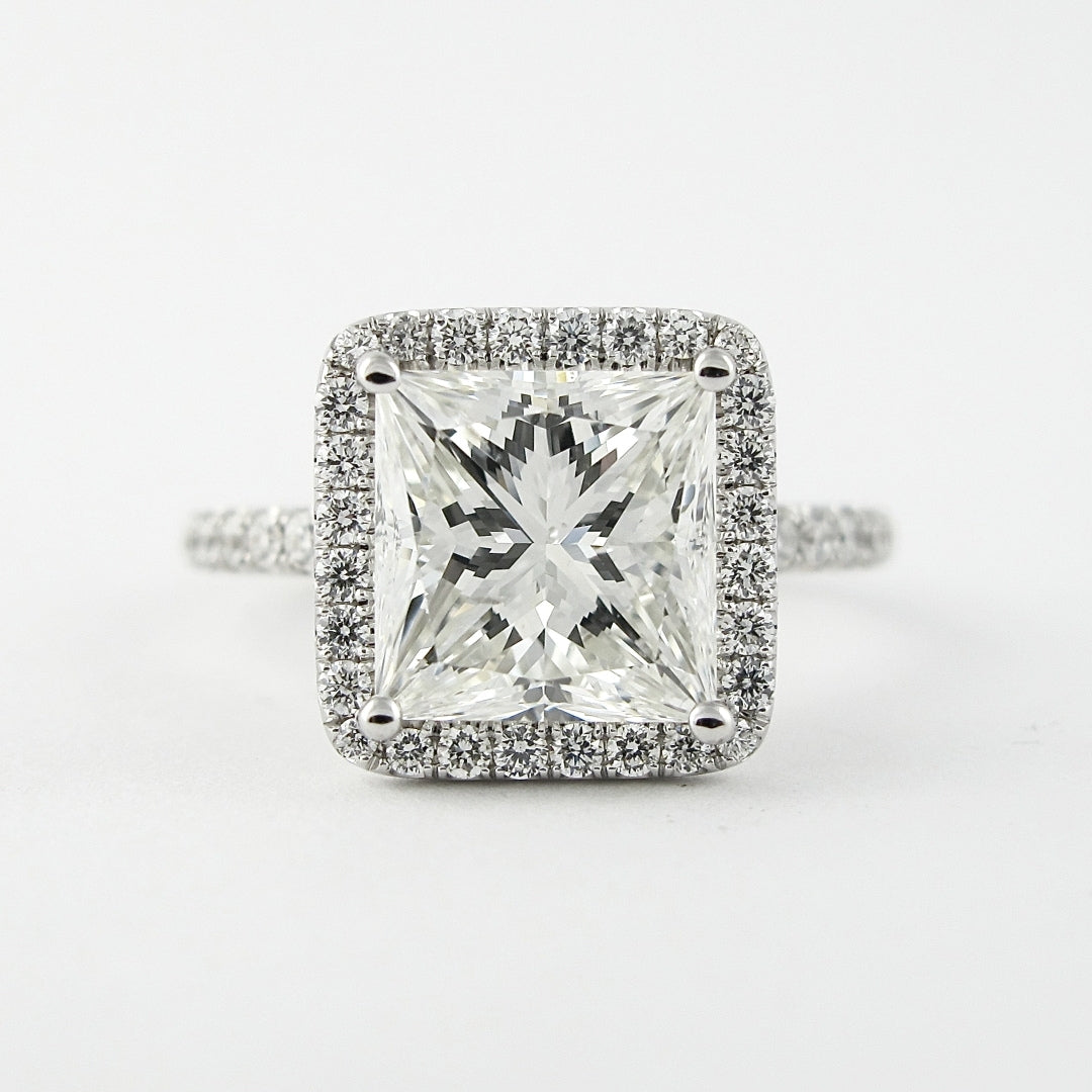 Lab Grown 3.70 CT Princess Cut Diamond Art Deco Engagement Ring