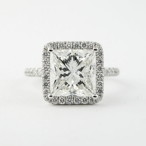 Lab Grown 3.70 CT Princess Cut Diamond Art Deco Engagement Ring