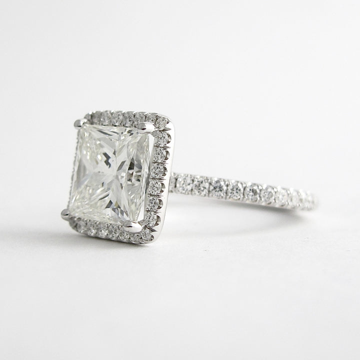 Lab Grown 3.70 CT Princess Cut Diamond Art Deco Engagement Ring