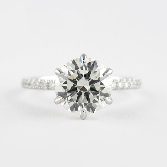 Lab Grown 3.32 CT Round Cut Diamond Victorian Engagement Ring