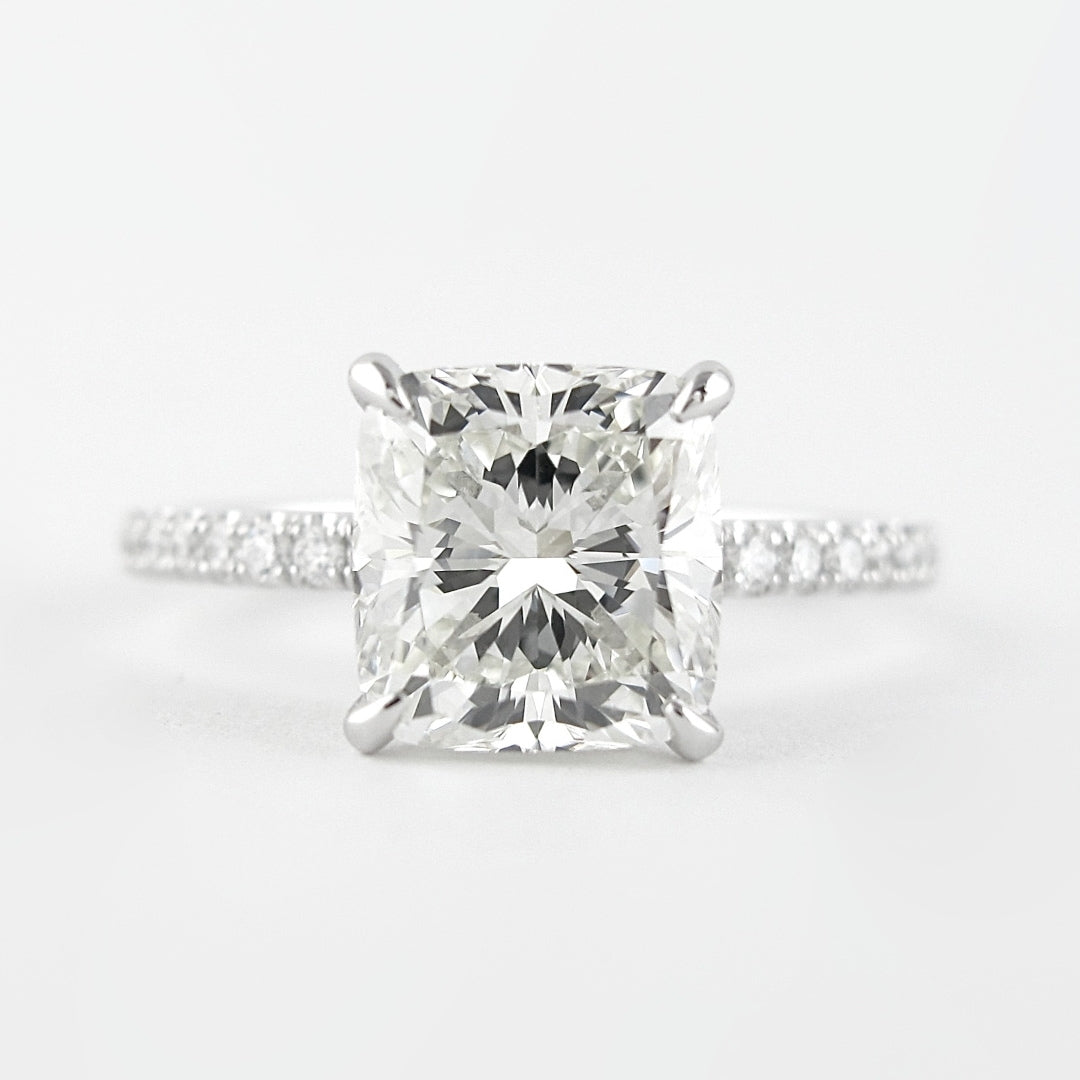 Lab Grown 3.43 CT Cushion Cut Diamond Edwardian Wedding Ring