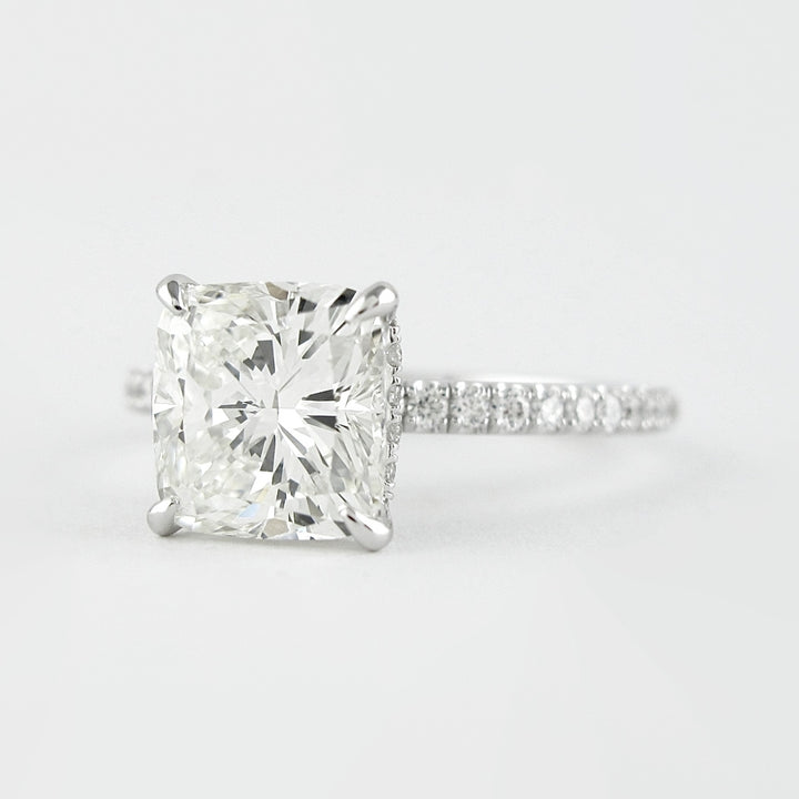 Lab Grown 3.43 CT Cushion Cut Diamond Edwardian Wedding Ring