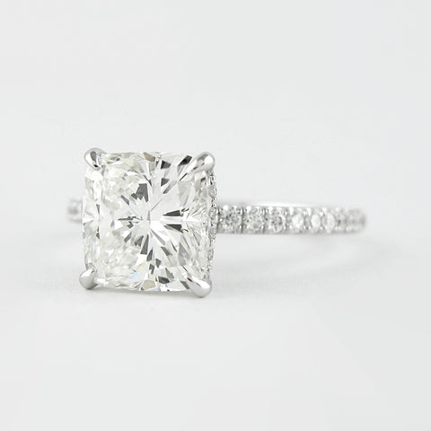 Lab Grown 3.43 CT Cushion Cut Diamond Edwardian Wedding Ring