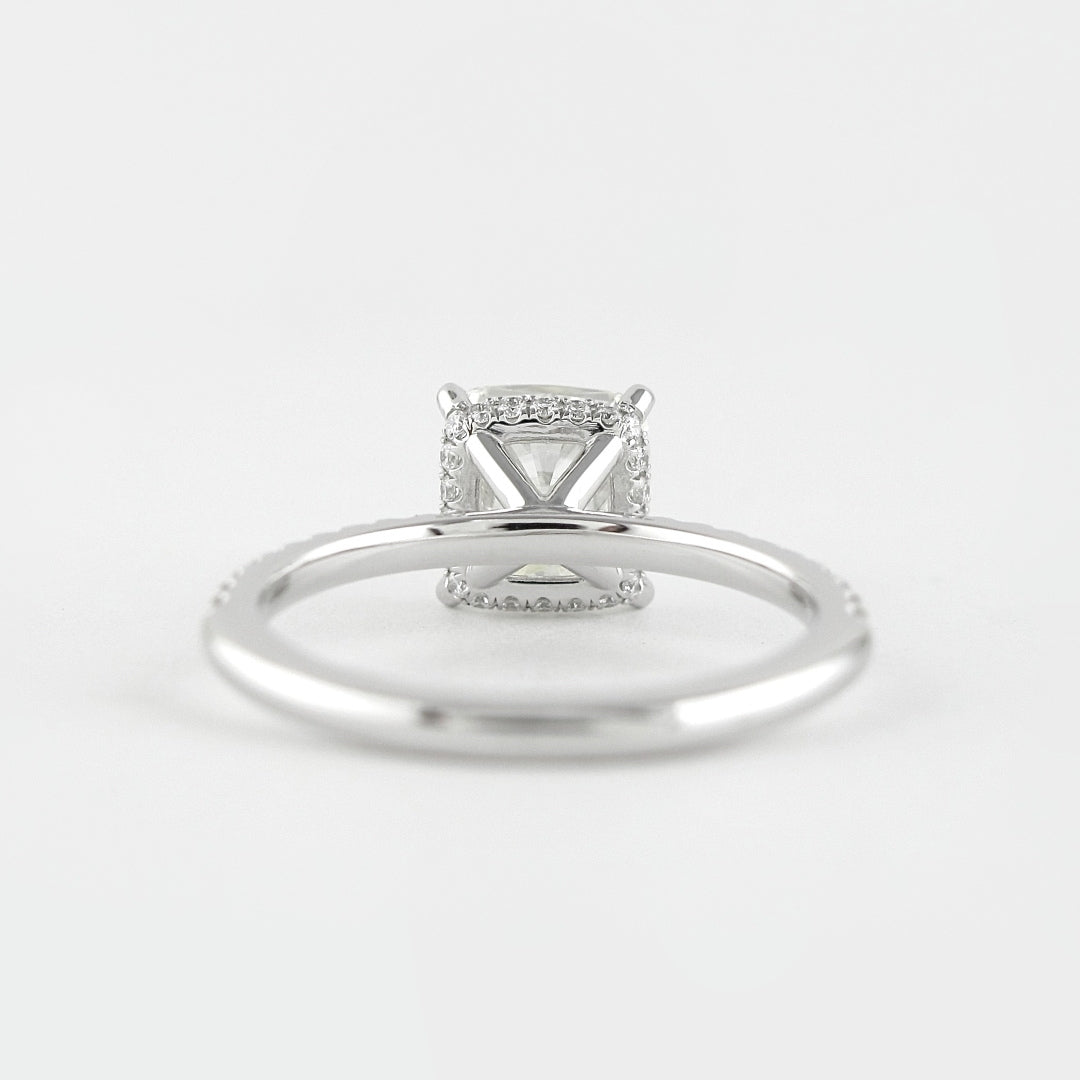 Lab Grown 3.43 CT Cushion Cut Diamond Edwardian Wedding Ring