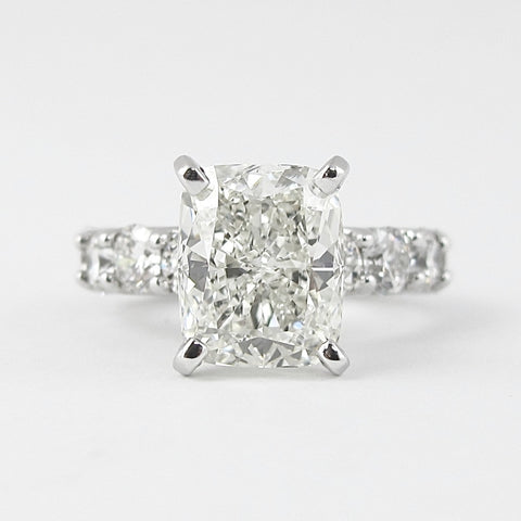 Lab Grown 4.80 CT Cushion Cut Diamond Art Nouveau Engagement Ring