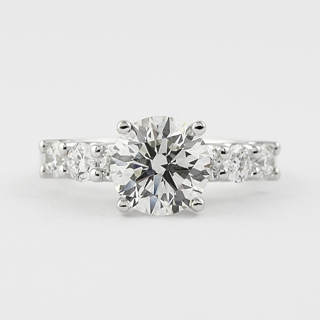 Lab Grown 3.95 CT Round Cut Diamond Mid-Century Wedding Ring