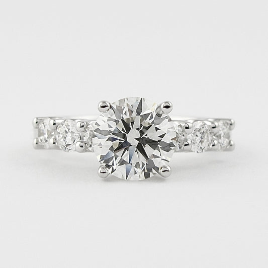 Lab Grown 3.95 CT Round Cut Diamond Mid-Century Wedding Ring