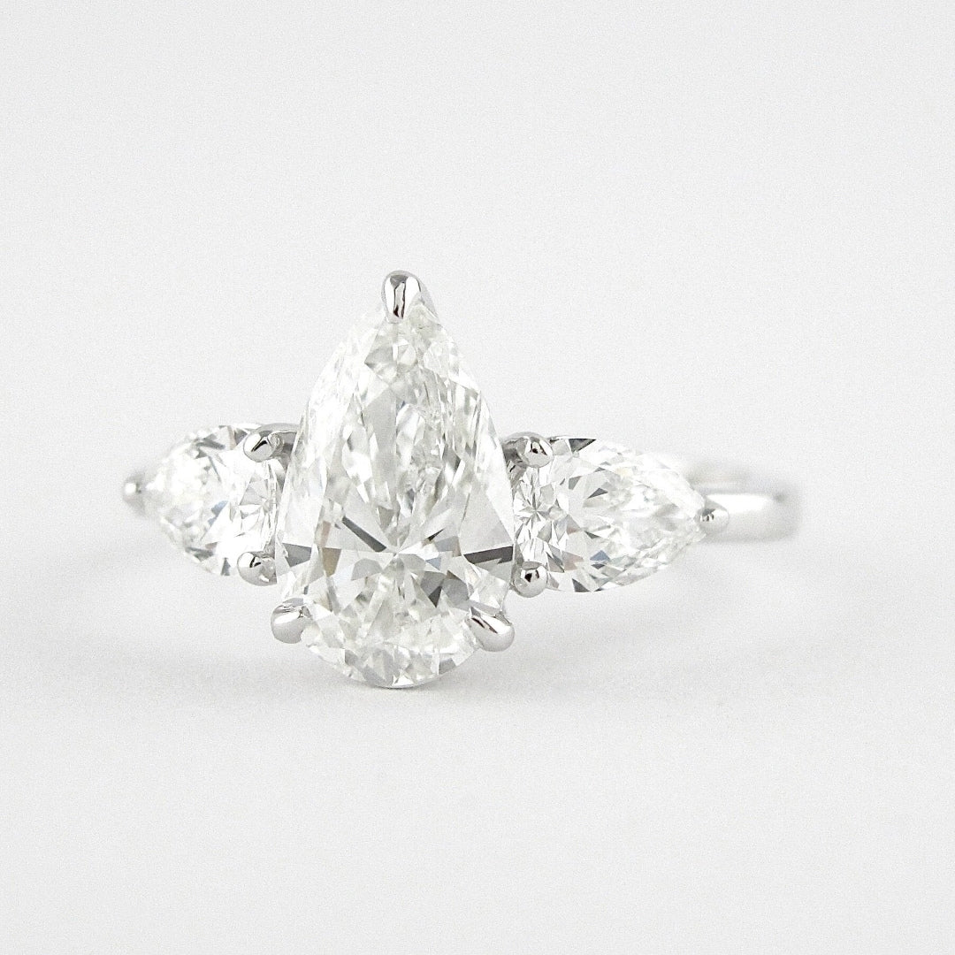 Lab Grown 3.05 CT Pear Cut Diamond Minimalist Anniversary Ring