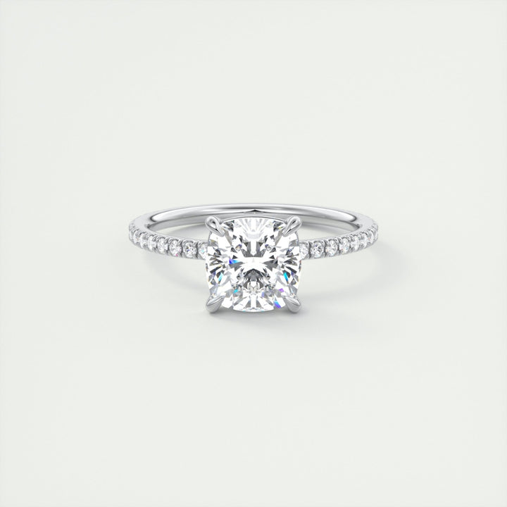 Lab Grown 2.40 CT Cushion Cut Diamond Avant Garde Engagement Ring