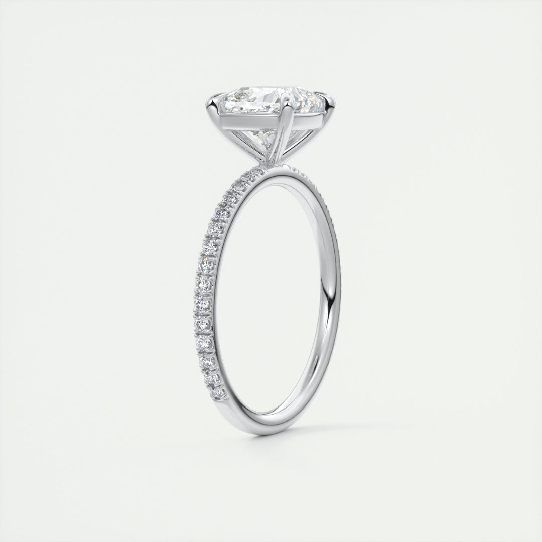 Lab Grown 2.40 CT Cushion Cut Diamond Avant Garde Engagement Ring