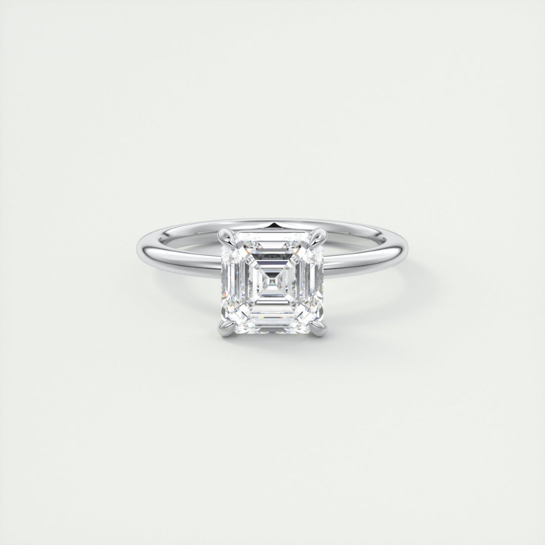 Lab Grown 1.20 CT Asscher Cut Diamond Mid-Century Handmade Ring