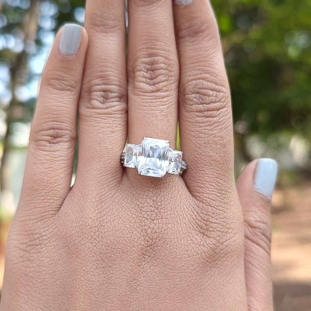 Shapely Radiant Cut Diamond Anniversary Ring