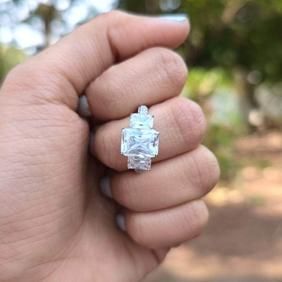 Shapely Radiant Cut Diamond Anniversary Ring