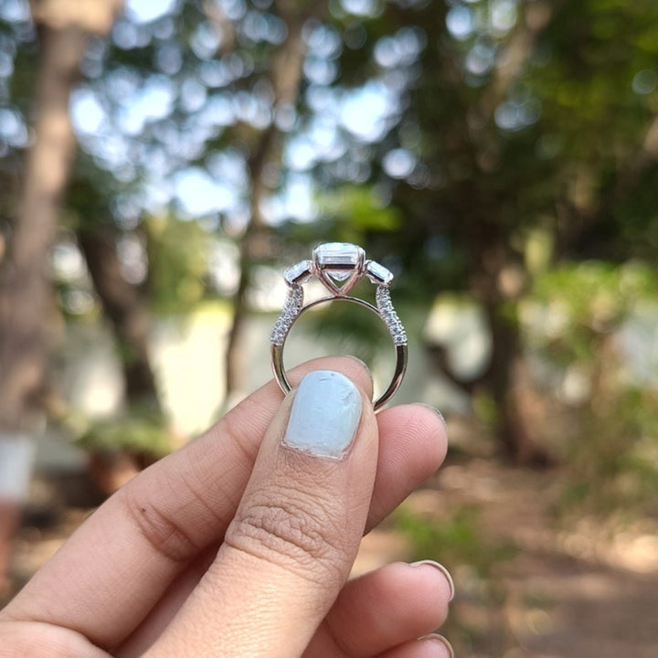 Shapely Radiant Cut Diamond Anniversary Ring