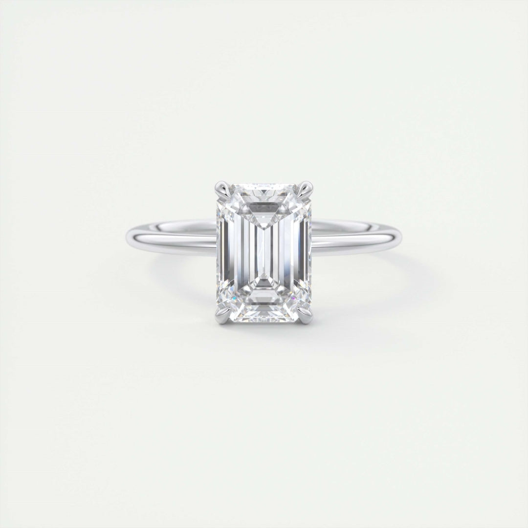 Lab Grown 2.13 CT Emerald Cut Diamond Minimalist Engagement Ring