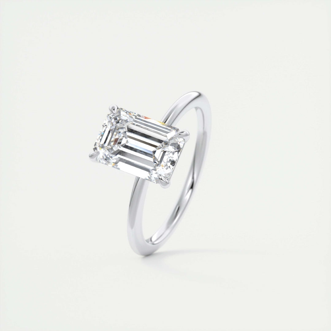 Lab Grown 2.13 CT Emerald Cut Diamond Minimalist Engagement Ring