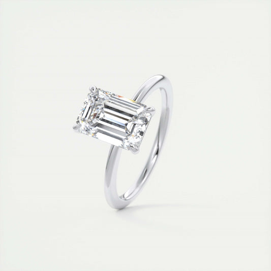 Lab Grown 2.13 CT Emerald Cut Diamond Minimalist Engagement Ring