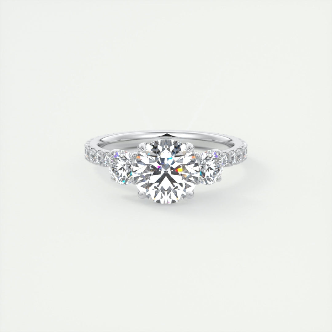 Lab Grown 2.89 CT Round Cut Diamond Avant Garde Anniversary Ring