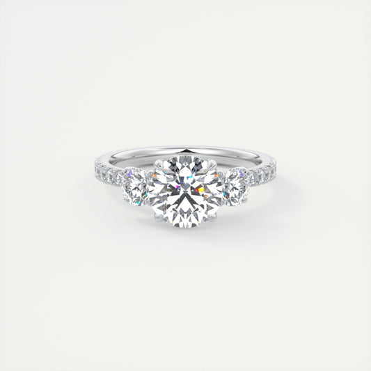 Lab Grown 2.89 CT Round Cut Diamond Avant Garde Anniversary Ring