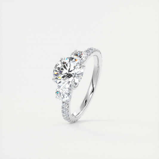 Lab Grown 2.89 CT Round Cut Diamond Avant Garde Anniversary Ring