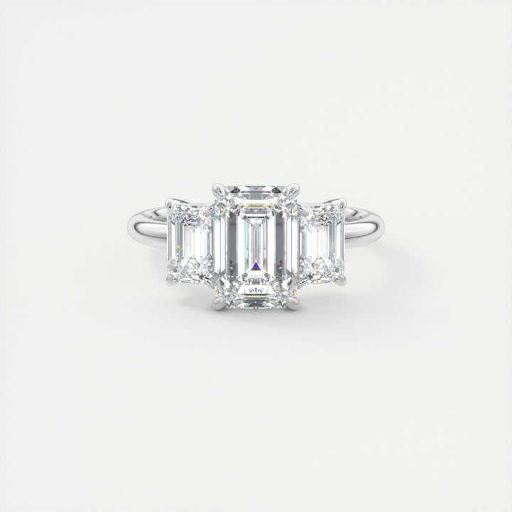 Lab Grown 3.64 CT Emerald Cut Diamond Victorian Engagement Ring