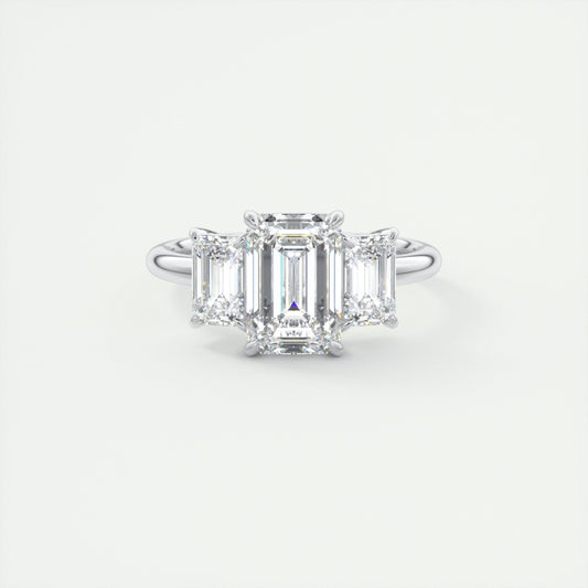 Lab Grown 3.64 CT Emerald Cut Diamond Victorian Engagement Ring