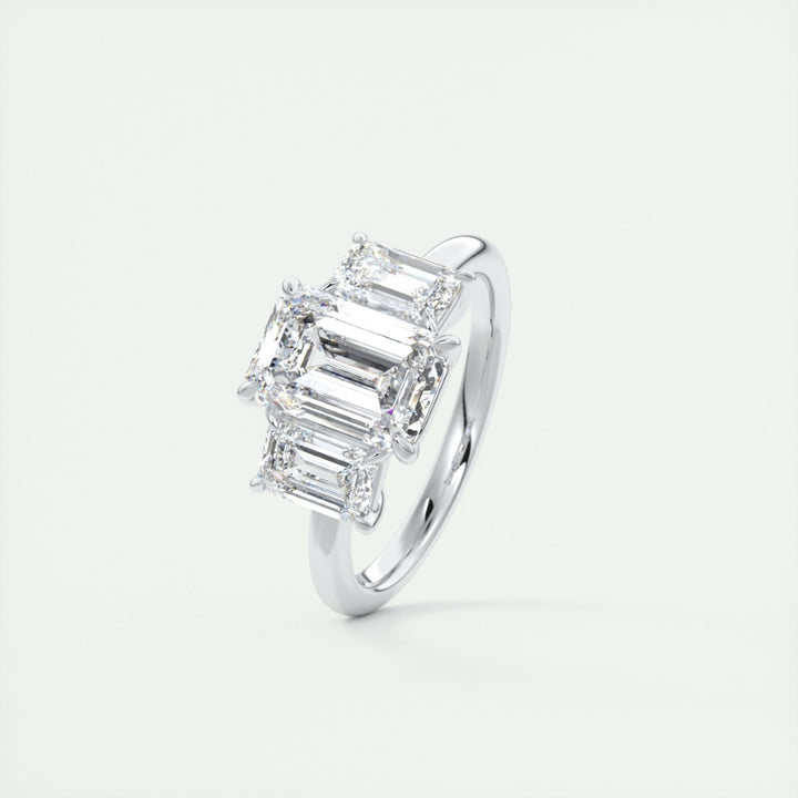 Lab Grown 3.64 CT Emerald Cut Diamond Victorian Engagement Ring