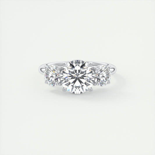 Lab Grown 3.30 CT Round Cut Diamond Avant Garde Engagement Ring