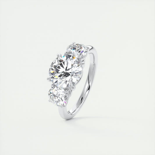 Lab Grown 3.30 CT Round Cut Diamond Avant Garde Engagement Ring