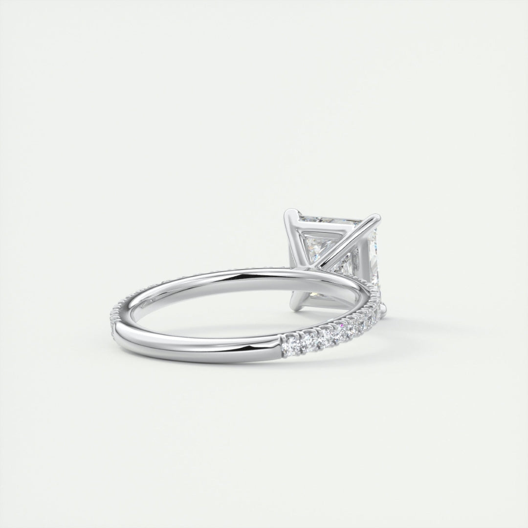 Lab Grown 2.43 CT Princess Cut Diamond Gothic Wedding Ring