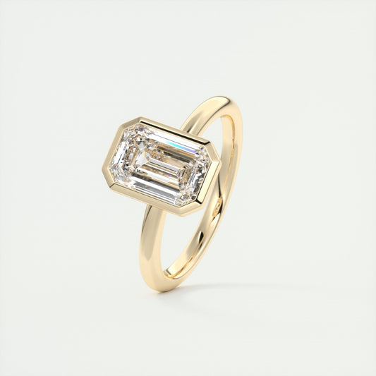 Lab Grown 1.40 CT Emerald Cut Diamond Art Nouveau Handmade Ring