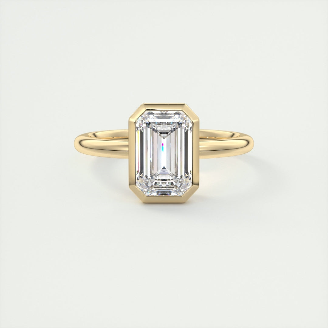 Lab Grown 1.40 CT Emerald Cut Diamond Art Nouveau Handmade Ring