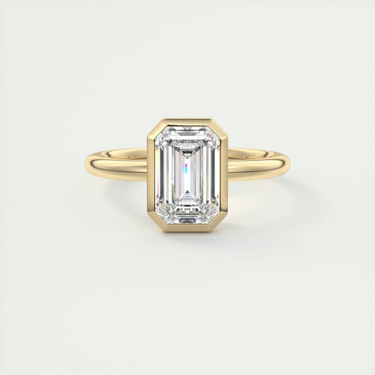 Lab Grown 1.40 CT Emerald Cut Diamond Art Nouveau Handmade Ring