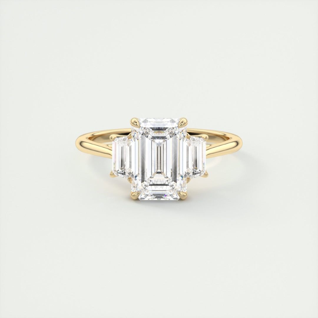 Lab Grown 3.26 CT Emerald Cut Diamond Minimalist Handmade Ring