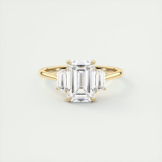 Lab Grown 3.26 CT Emerald Cut Diamond Minimalist Handmade Ring