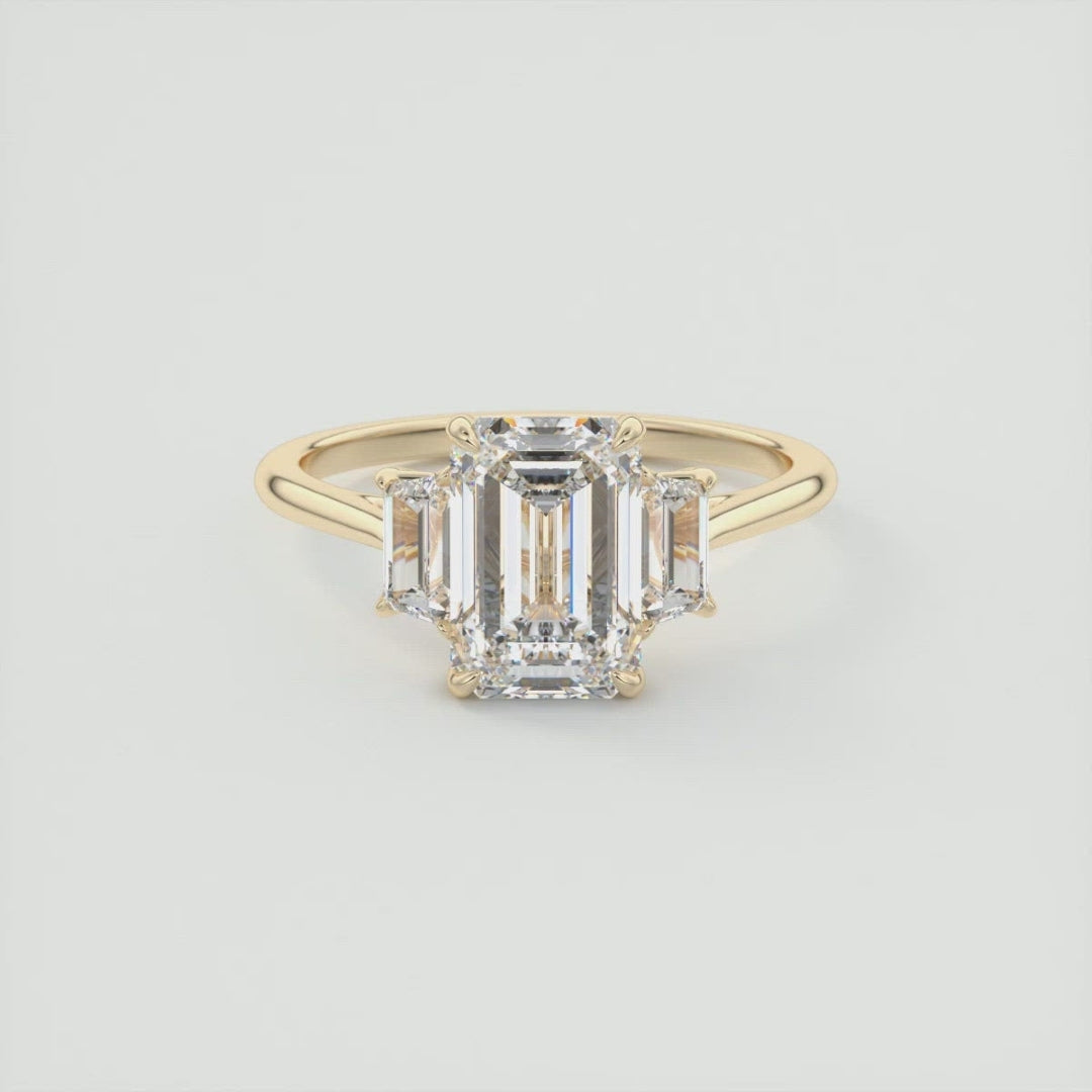 Lab Grown 3.26 CT Emerald Cut Diamond Minimalist Handmade Ring