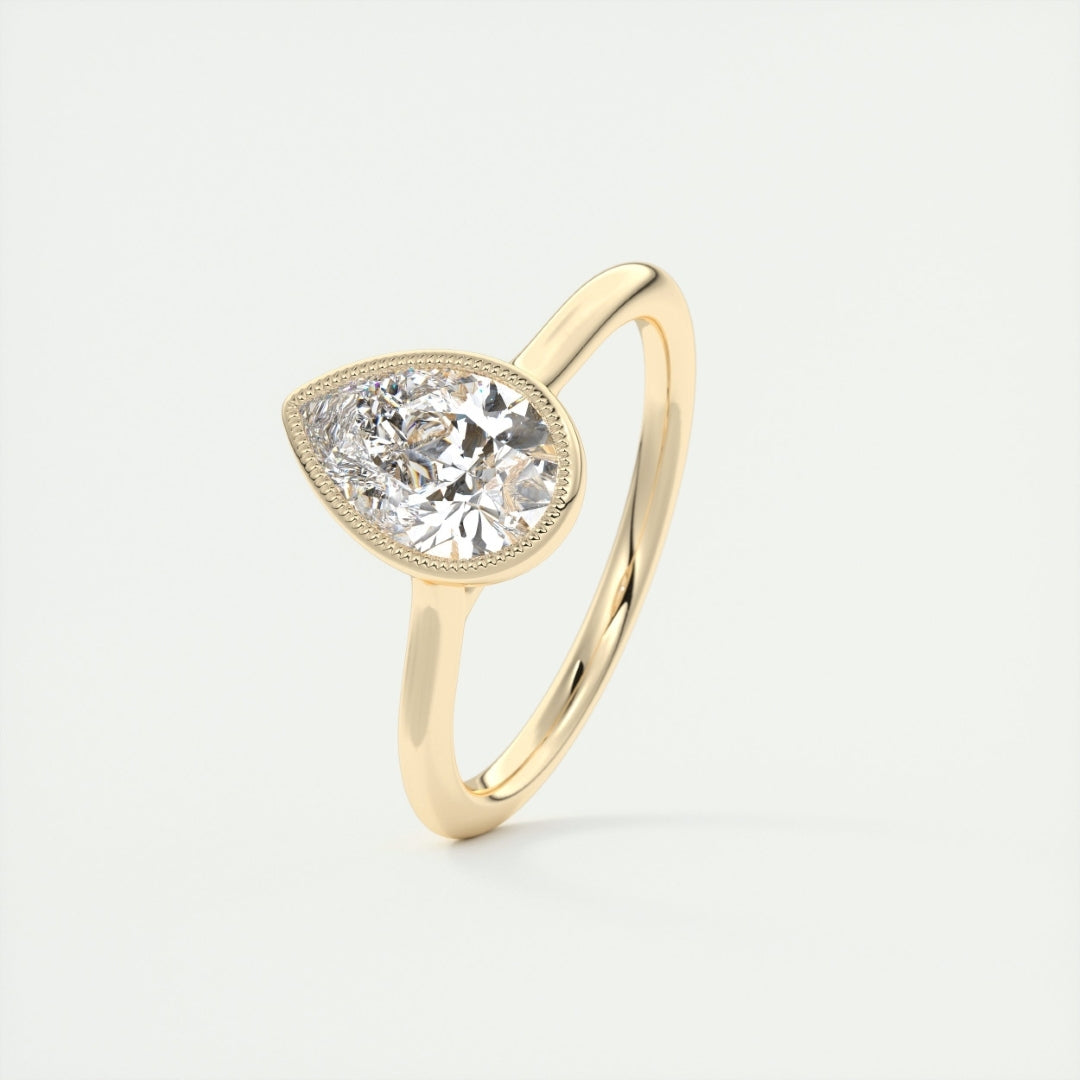 Lab Grown 2.20 CT Pear Cut Diamond Mid-Century Anniversary Ring