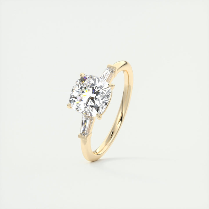 Lab Grown 2.21 CT Cushion Cut Diamond Avant Garde Wedding Ring