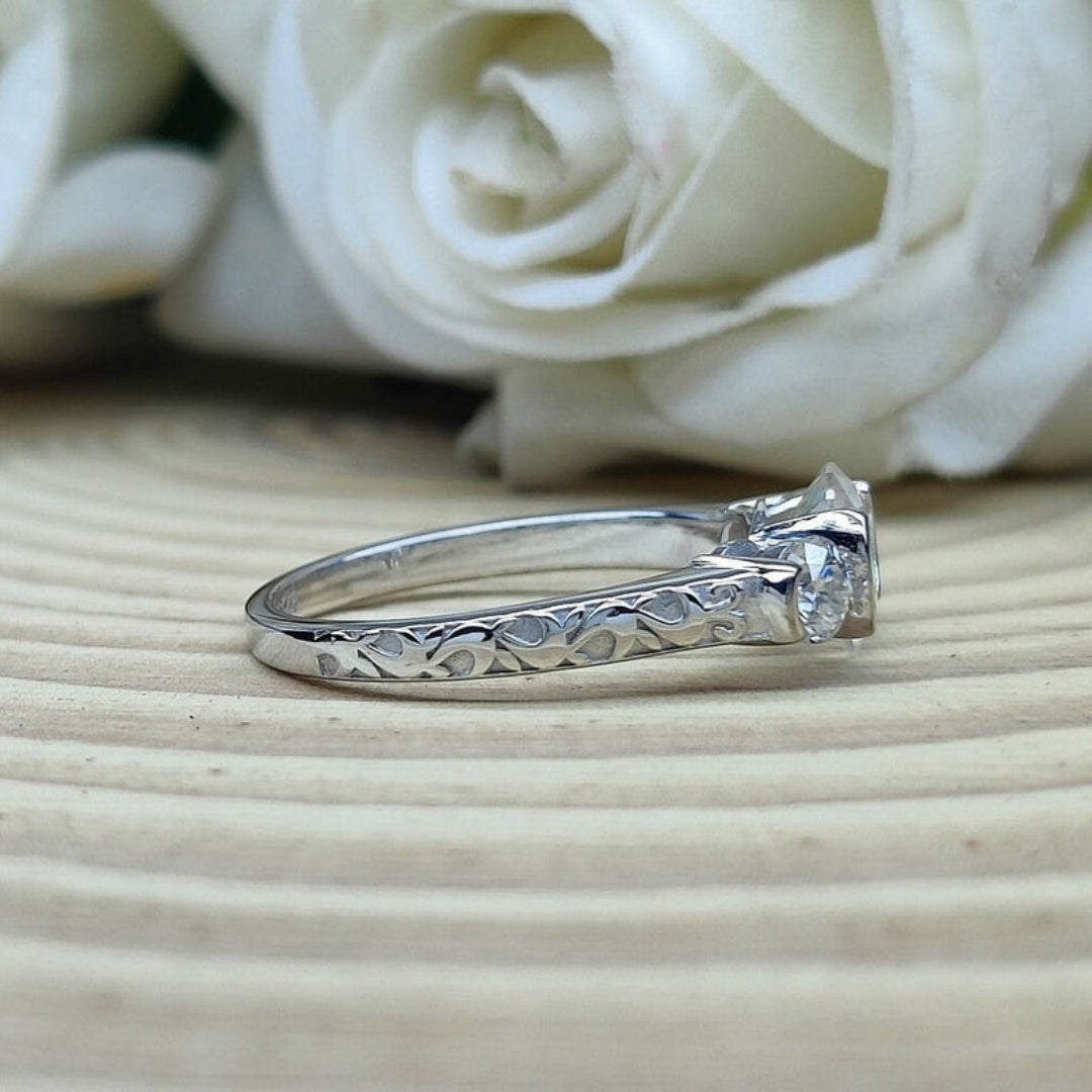 Solid Round Cut Diamond Handmade Ring