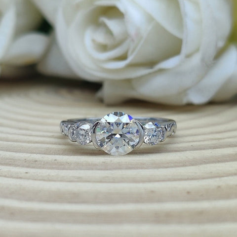 Solid Round Cut Diamond Handmade Ring