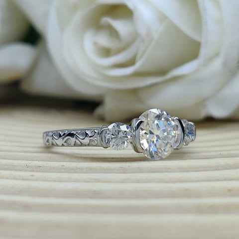 Solid Round Cut Diamond Handmade Ring