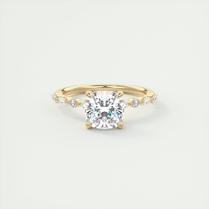 Lab Grown 2.15 CT Cushion Cut Diamond Gothic Anniversary Ring