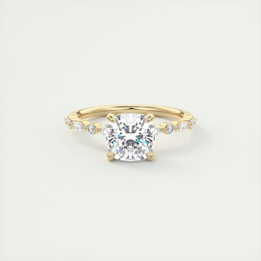 Lab Grown 2.15 CT Cushion Cut Diamond Gothic Anniversary Ring