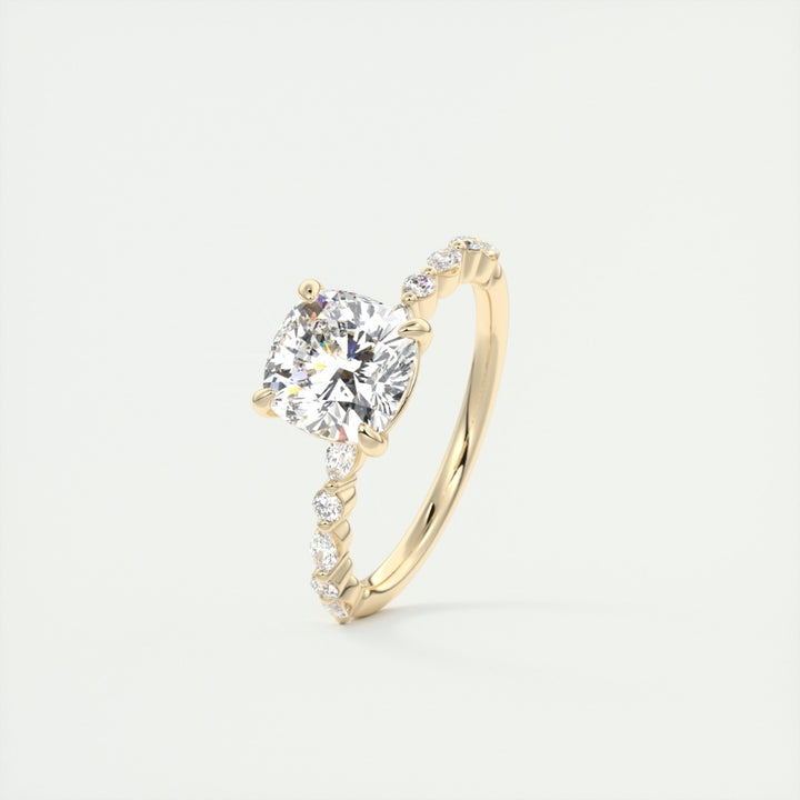 Lab Grown 2.15 CT Cushion Cut Diamond Gothic Anniversary Ring