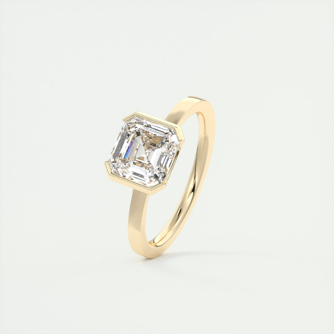 Lab Grown 1.55 CT Asscher Cut Diamond Art Nouveau Wedding Ring