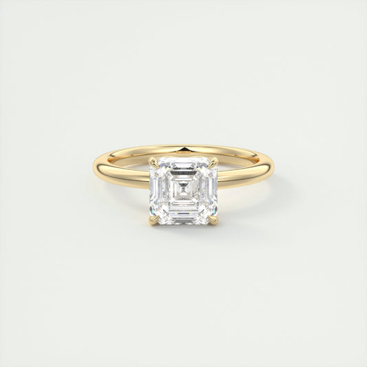 Lab Grown 1.40 CT Asscher Cut Diamond Brutalist Handmade Ring