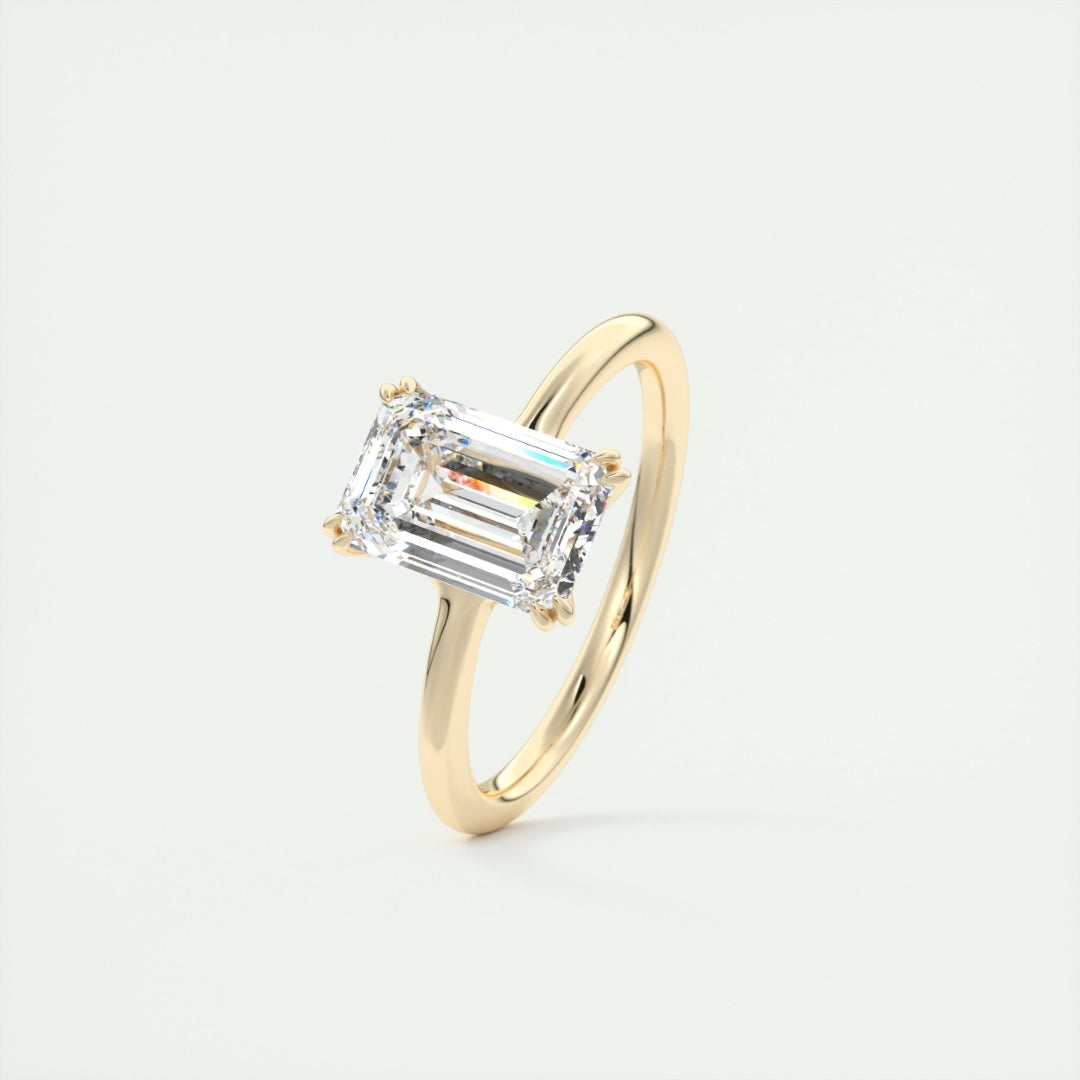 Lab Grown 1.69 CT Emerald Cut Diamond Edwardian Wedding Ring