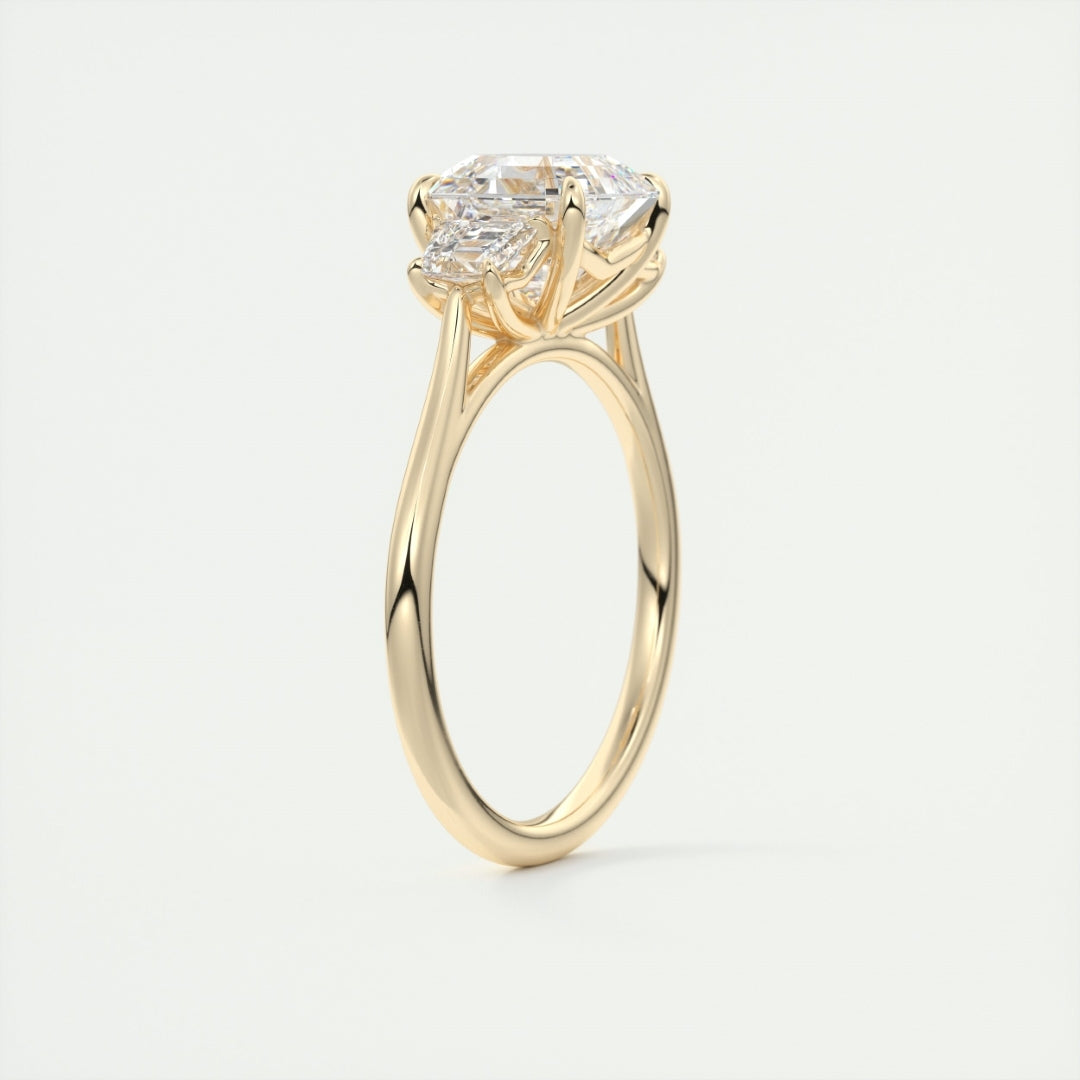 Lab Grown 3.15 CT Asscher Cut Diamond Art Nouveau Engagement Ring