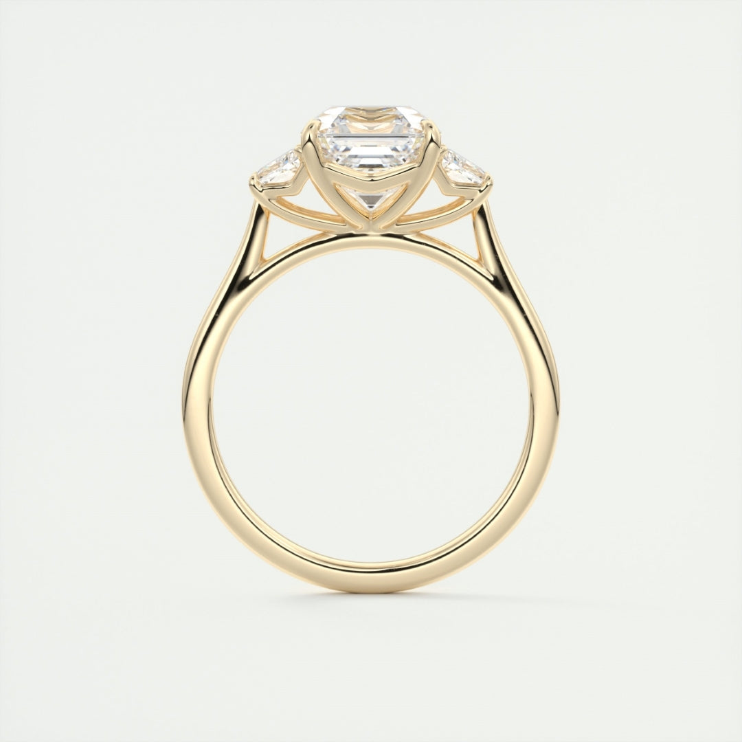 Lab Grown 3.15 CT Asscher Cut Diamond Art Nouveau Engagement Ring